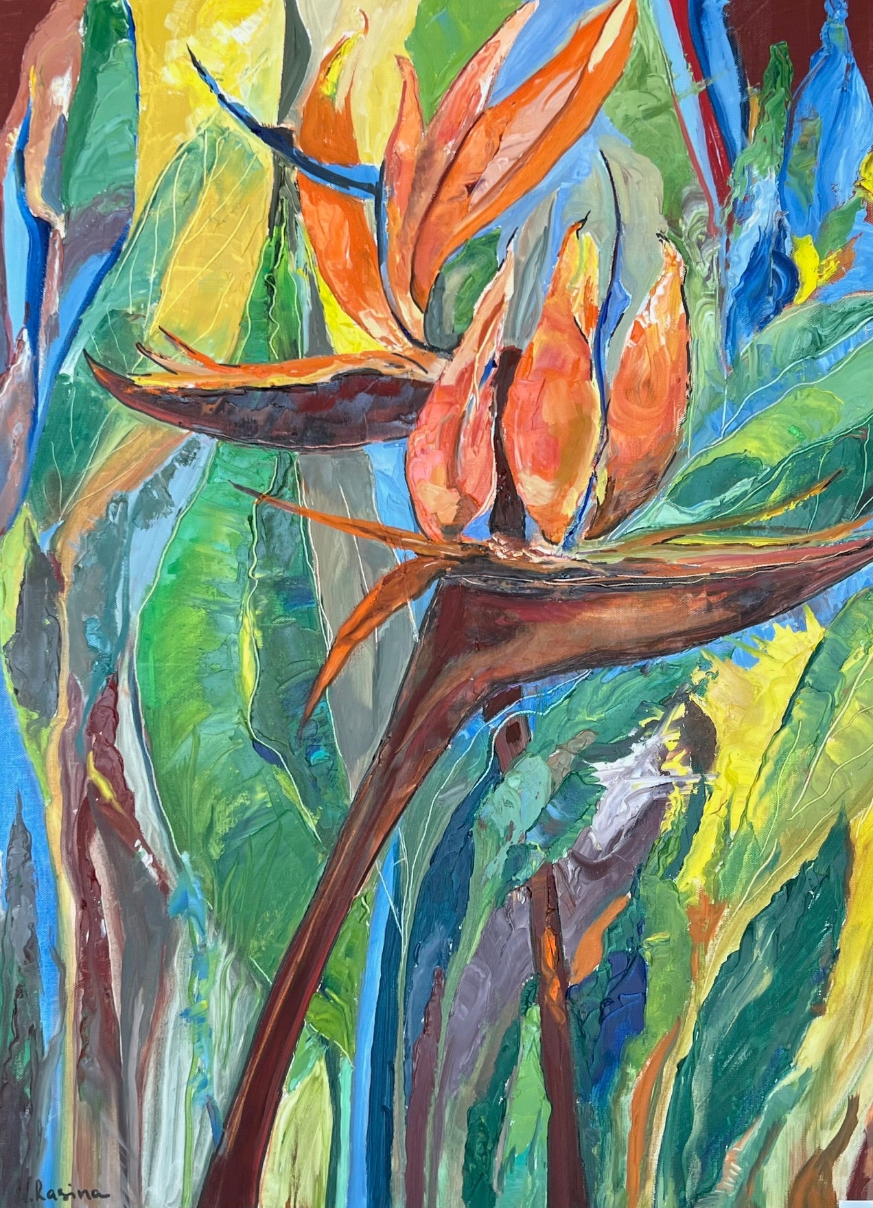 Hawaiian Floral Symphony - Tropical Flowers Collection - Oil painting