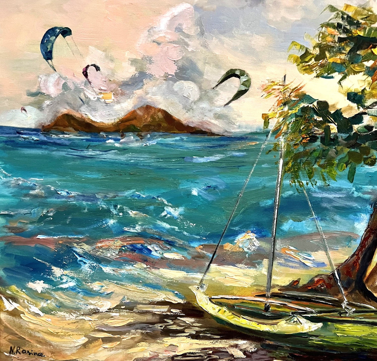 Sunlit horizons - Hawaiian landscape  - Oil painting art original