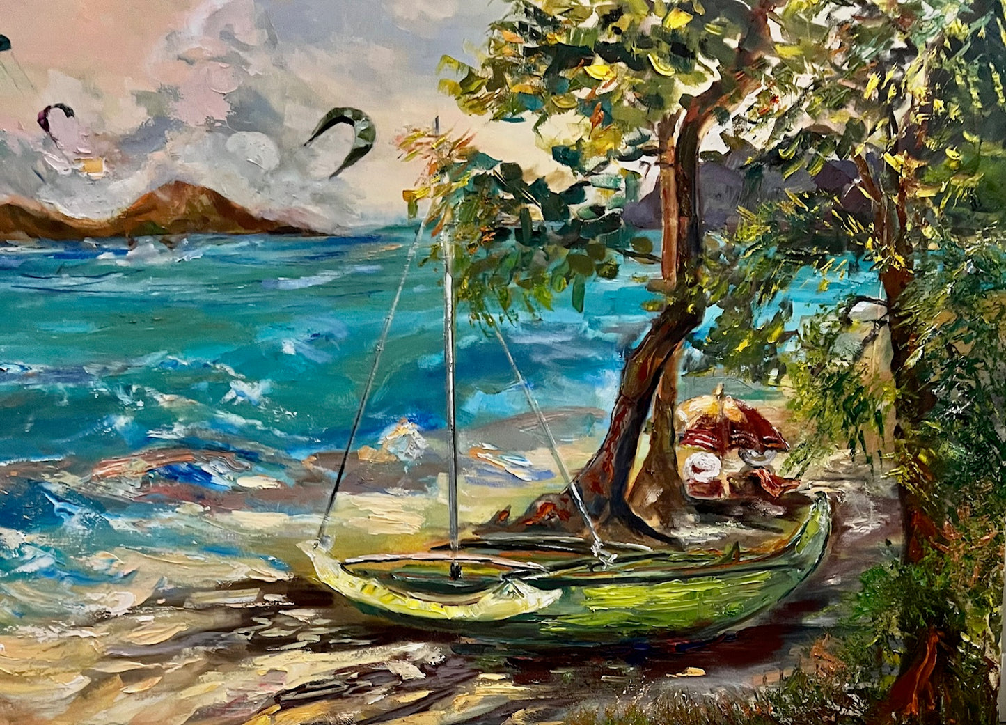 Sunlit horizons - Hawaiian landscape  - Oil painting art original