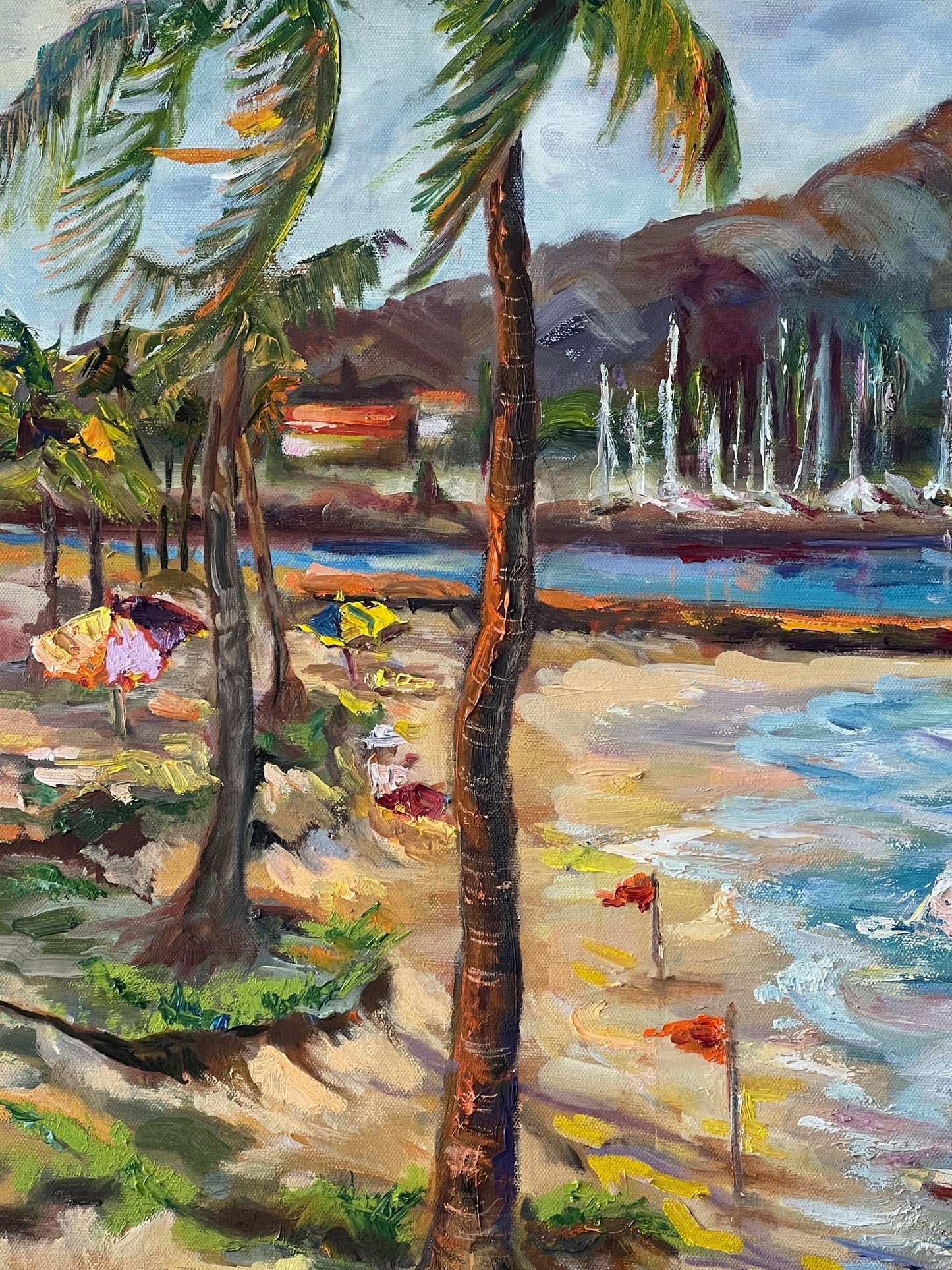 Haleʻiwa Beach - Oil painting original on big canvas - Tropical wall art