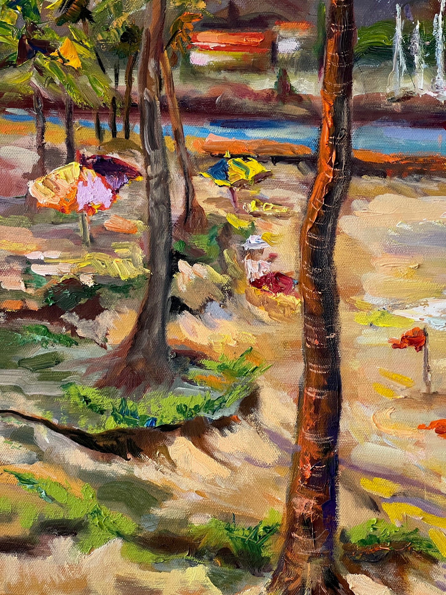 Haleʻiwa Beach - Oil painting original on big canvas - Tropical wall art