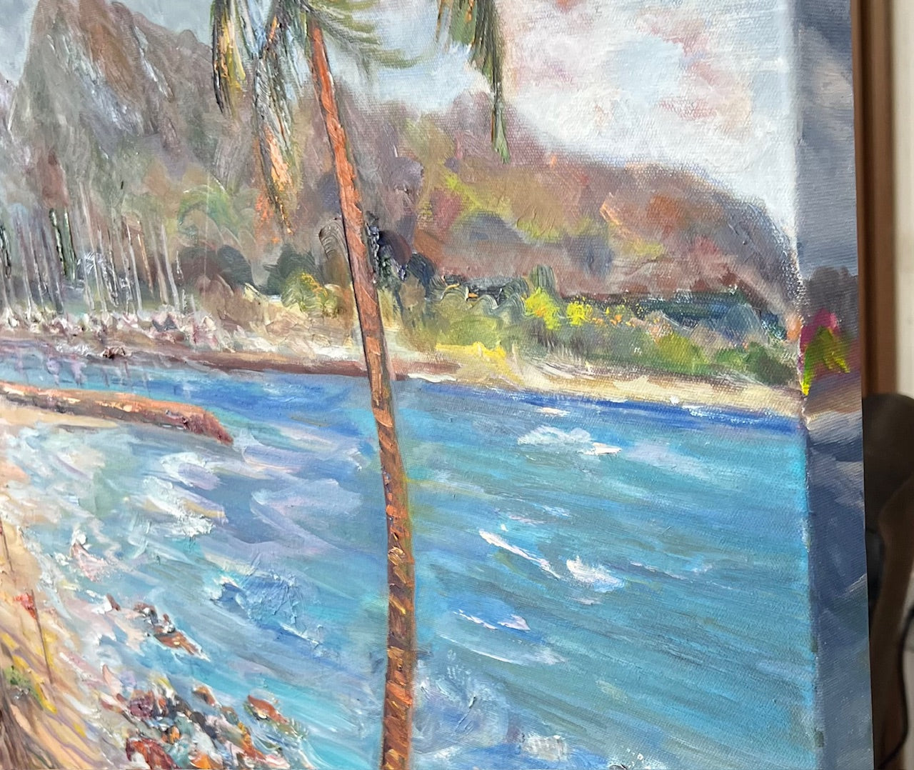 Haleʻiwa Beach - Oil painting original on big canvas - Tropical wall art