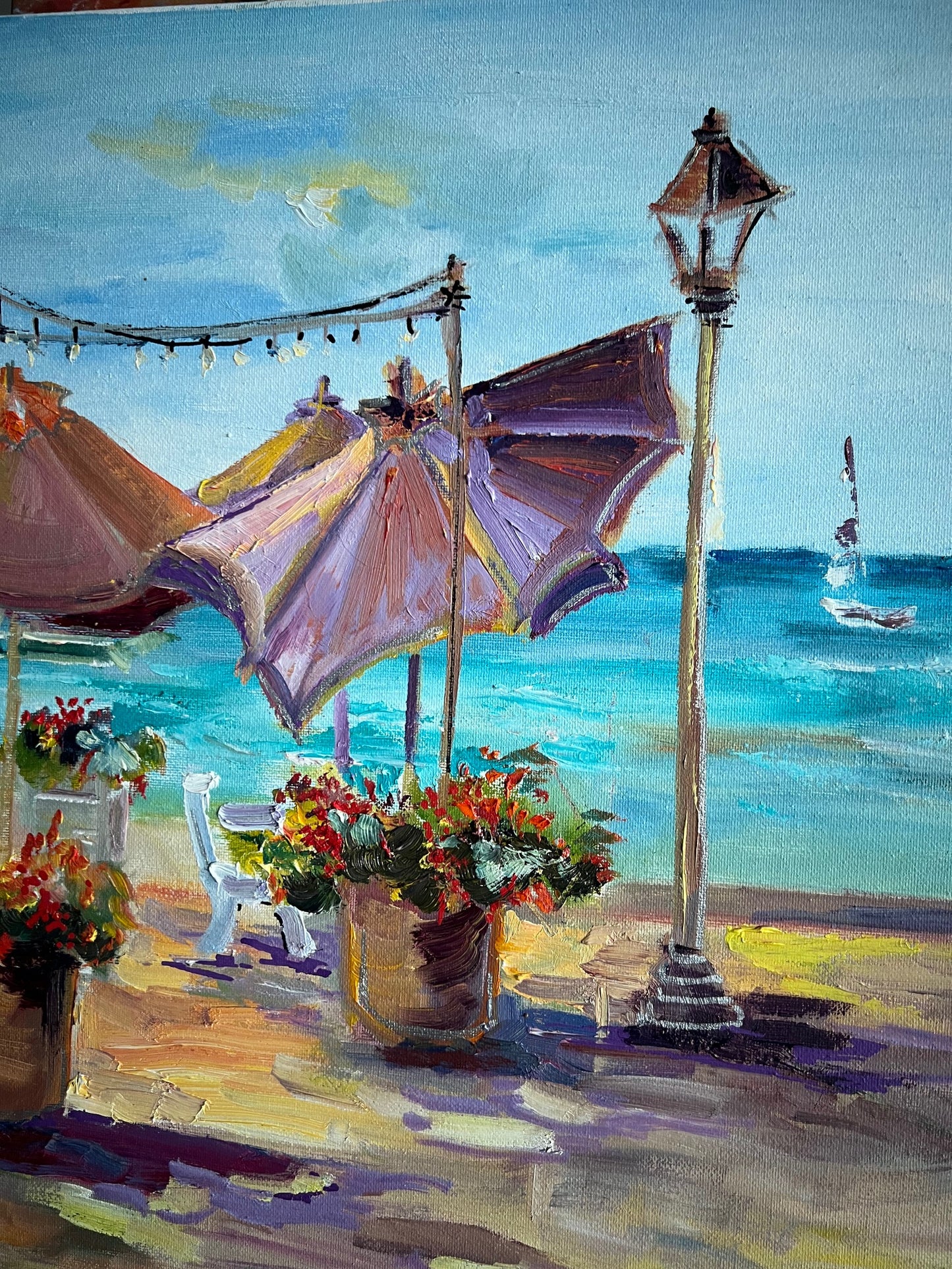 Hawaiian Café - Original Oil Painting -  Impressionist Art