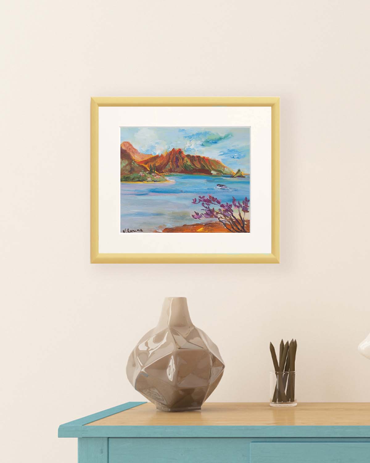 Pu'ukauai Mountain & He'eia Kea Boat Harbor - Print 8.5" x 11.0" - Kaneohe - Oahu - Hawaii