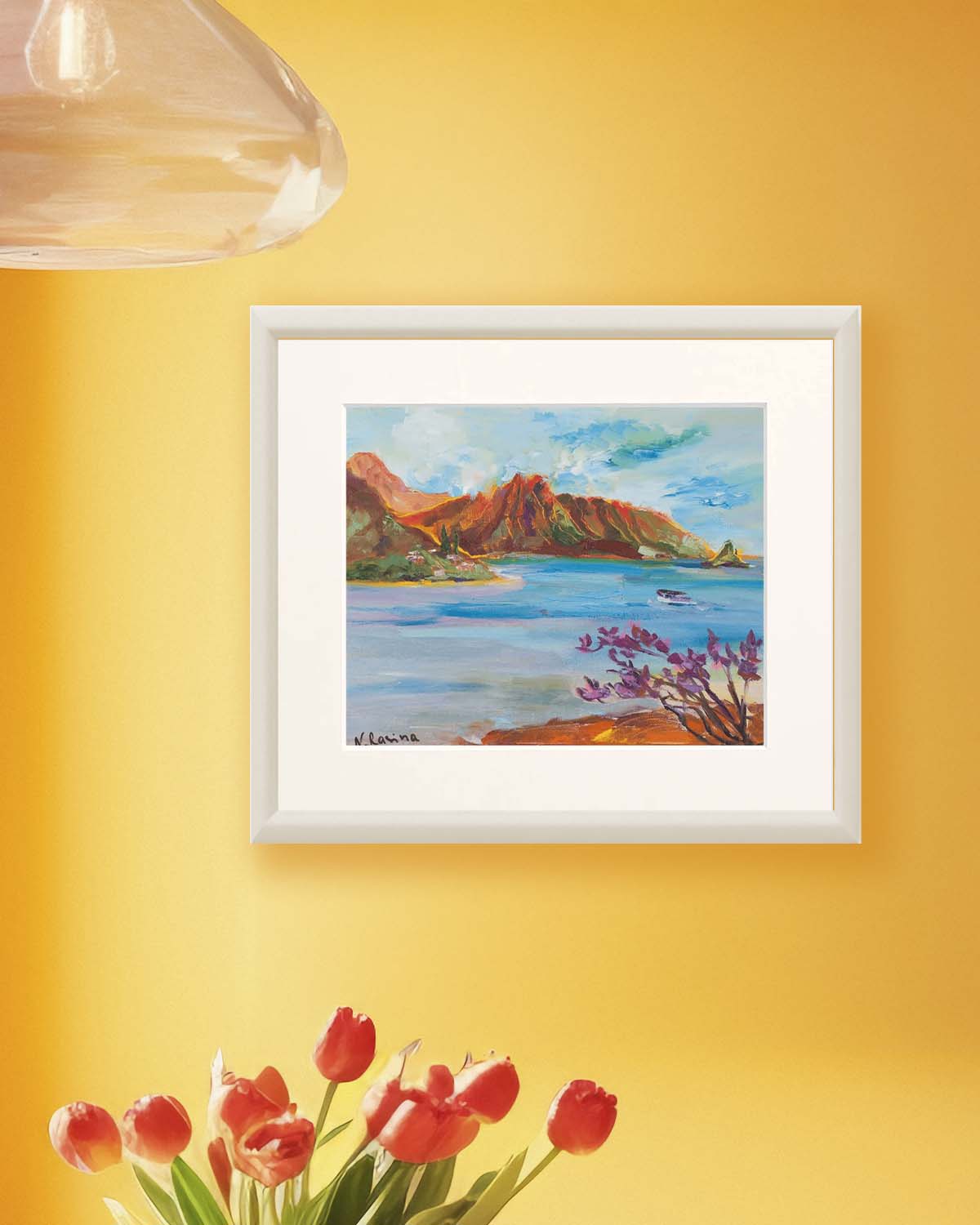 Pu'ukauai Mountain & He'eia Kea Boat Harbor - Print 8.5" x 11.0" - Kaneohe - Oahu - Hawaii